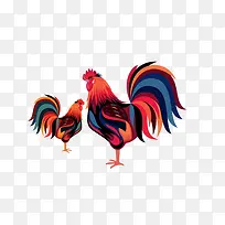 创意卡通手绘彩色公鸡素材-空若网 创意卡通手绘彩色公鸡素材-空若网