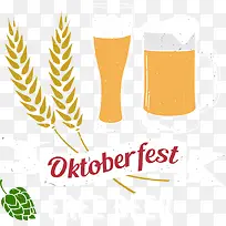 矢量橙色啤酒和麦穗-空若网 矢量橙色啤酒和麦穗-空若网