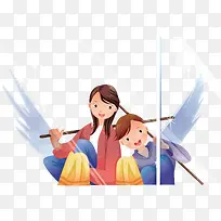 矢量劳动一家人-空若网 矢量劳动一家人-空若网