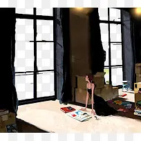 插画窗外-空若网 插画窗外-空若网