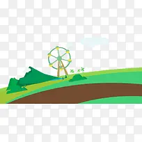 扁平化山峰风车场景元素-空若网 扁平化山峰风车场景元素-空若网