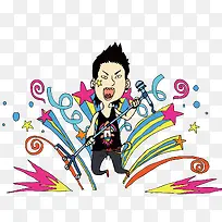 唱歌的人色彩卡通画矢量-空若网 唱歌的人色彩卡通画矢量-空若网