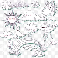 卡通手绘天气标签表情矢量素材-空若网 卡通手绘天气标签表情矢量素材-空若网
