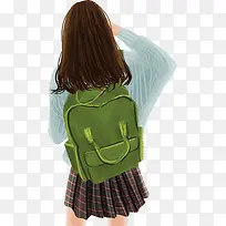 小清新女孩长发背包女孩手绘下载-空若网 小清新女孩长发背包女孩手绘下载-空若网