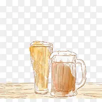 两个手绘玻璃啤酒杯-空若网 两个手绘玻璃啤酒杯-空若网