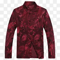 男士唐装酒红龙纹上衣-空若网 男士唐装酒红龙纹上衣-空若网