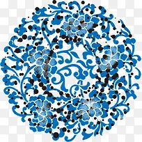 卡通手绘蓝色花纹花圈-空若网 卡通手绘蓝色花纹花圈-空若网