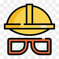 黄色手绘安全帽眼镜元素-空若网 黄色手绘安全帽眼镜元素-空若网