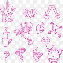 枚红色手绘爱情元素-空若网 枚红色手绘爱情元素-空若网