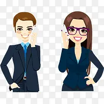 矢量电话沟通的男女-空若网 矢量电话沟通的男女-空若网