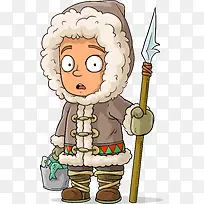 北极捕鱼达人卡通矢量图-空若网 北极捕鱼达人卡通矢量图-空若网