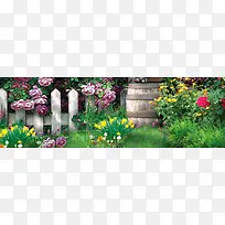 清新唯美花园海报背景-空若网 清新唯美花园海报背景-空若网