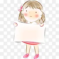 卡通举牌女孩-空若网 卡通举牌女孩-空若网