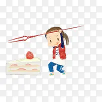手绘小人吃蛋糕-空若网 手绘小人吃蛋糕-空若网