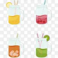 4款美味水果汁设计矢量素材-空若网 4款美味水果汁设计矢量素材-空若网