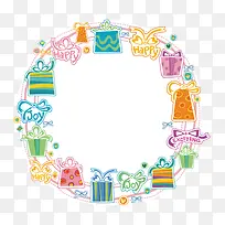 彩色礼物盒插画构成的边框-空若网 彩色礼物盒插画构成的边框-空若网