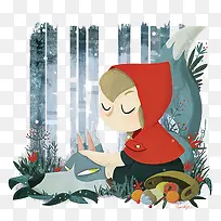 创意手绘小红帽图-空若网 创意手绘小红帽图-空若网