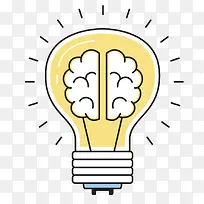 大脑手绘AI淡黄色创意手绘灯泡-空若网 大脑手绘AI淡黄色创意手绘灯泡-空若网
