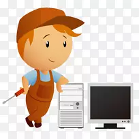电脑维修技师卡通-电脑维修-空若网 电脑维修技师卡通-电脑维修-空若网