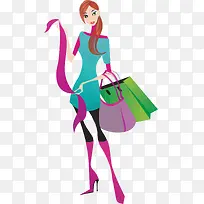 手绘购物美女-空若网 手绘购物美女-空若网