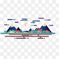 扁平化夜晚风景设计-空若网 扁平化夜晚风景设计-空若网