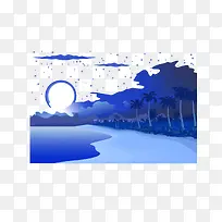 矢量插画风景扁平夜晚-空若网 矢量插画风景扁平夜晚-空若网