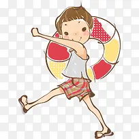 拿游泳圈的男孩-空若网 拿游泳圈的男孩-空若网