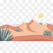 手绘大自然沙漠风沙风景插画-空若网 手绘大自然沙漠风沙风景插画-空若网