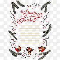 圣诞节树枝小鸟信纸-空若网 圣诞节树枝小鸟信纸-空若网