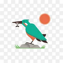 扁平化夕阳下的鸟-空若网 扁平化夕阳下的鸟-空若网