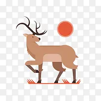 扁平化夕阳下的驯鹿-空若网 扁平化夕阳下的驯鹿-空若网