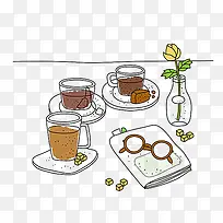 茶杯插画-空若网 茶杯插画-空若网