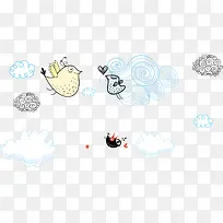 可爱卡通白云和鸟-空若网 可爱卡通白云和鸟-空若网