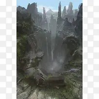 手绘动漫插画悬崖峭壁-空若网 手绘动漫插画悬崖峭壁-空若网