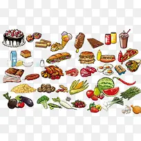手绘食物免扣素材合集-空若网 手绘食物免扣素材合集-空若网