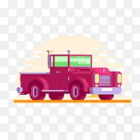 卡通朝阳下的汽车-空若网 卡通朝阳下的汽车-空若网