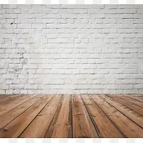 白色砖墙和木质地板背景-空若网 白色砖墙和木质地板背景-空若网