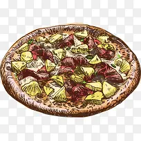 矢量手绘食物菠萝牛肉披萨-空若网 矢量手绘食物菠萝牛肉披萨-空若网
