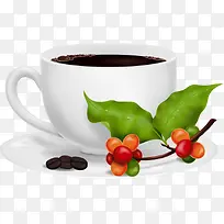 矢量咖啡杯旁边的果实-空若网 矢量咖啡杯旁边的果实-空若网