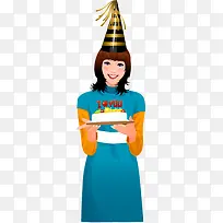 卡通手绘小女孩生日-空若网 卡通手绘小女孩生日-空若网