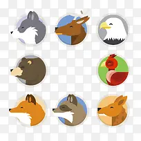 森林动物侧脸头像矢量图-空若网 森林动物侧脸头像矢量图-空若网