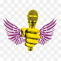 手拿金色话筒-空若网 手拿金色话筒-空若网