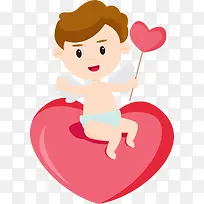 情人节坐在爱心上的丘比特-空若网 情人节坐在爱心上的丘比特-空若网