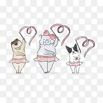 卡通手绘跳舞的动物-空若网 卡通手绘跳舞的动物-空若网