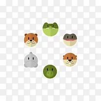 矢量可爱动物头像-空若网 矢量可爱动物头像-空若网
