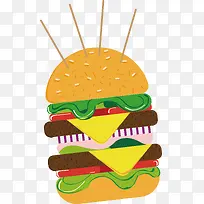 卡通汉堡食物插画-空若网 卡通汉堡食物插画-空若网