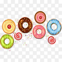 手绘多彩甜甜圈-空若网 手绘多彩甜甜圈-空若网