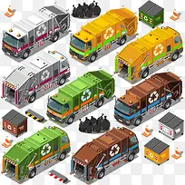 矢量多彩环卫车交通工具-空若网 矢量多彩环卫车交通工具-空若网