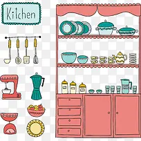 矢量手绘卡通厨房-空若网 矢量手绘卡通厨房-空若网