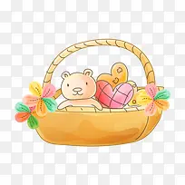 卡通手绘篮子里的玩具-空若网 卡通手绘篮子里的玩具-空若网